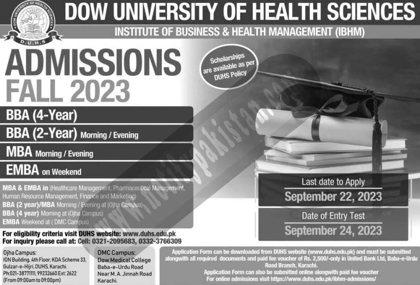 Dow University Of Health Sciences (DUHS) Admission 2023 