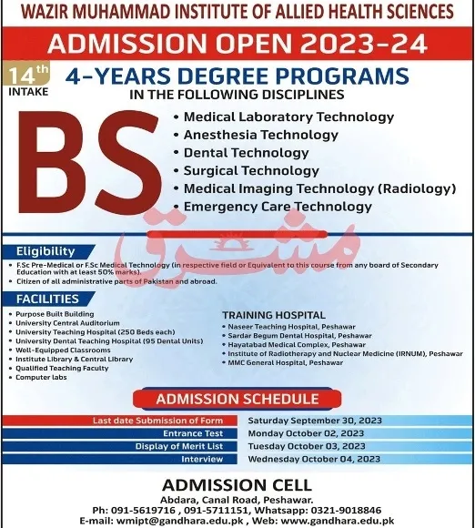 Gandhara University Peshawar (GU) admission 2023