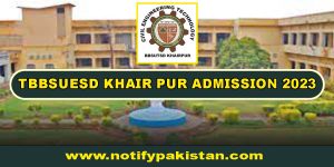 TBBSUESD Khair Pur Admission 2023