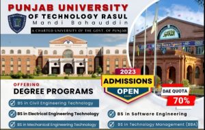 Punjab University of Technology Rasul (Mandi Baha-ud-din) Admissions 2023