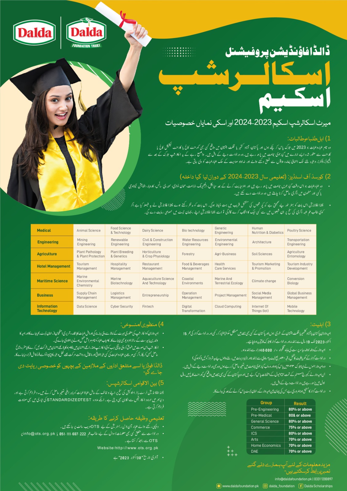 Dalda scholarship program 2023-24 urdu