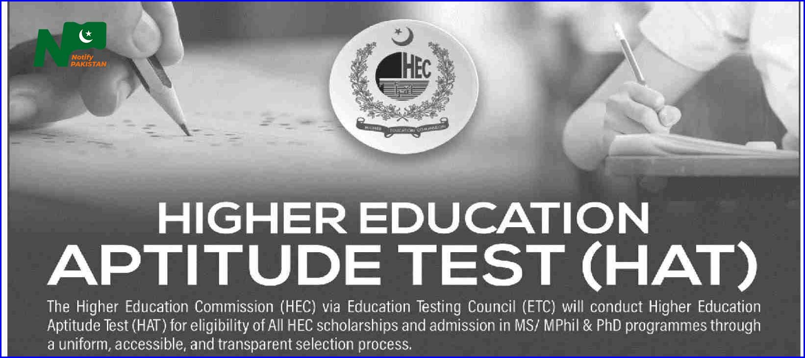 HEC Announced Schedule For Higher Education Aptitude Test HAT 2024