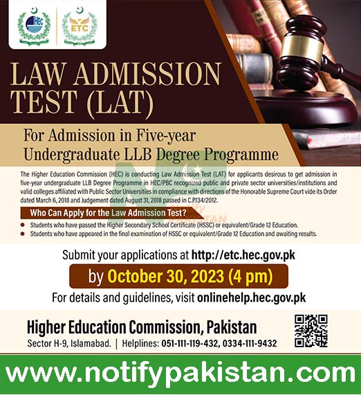 The Higher Education Commission (HEC) Law Admission Test (LAT)