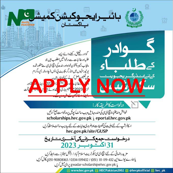 The Undergraduate Scholarships for Students from Gwadar