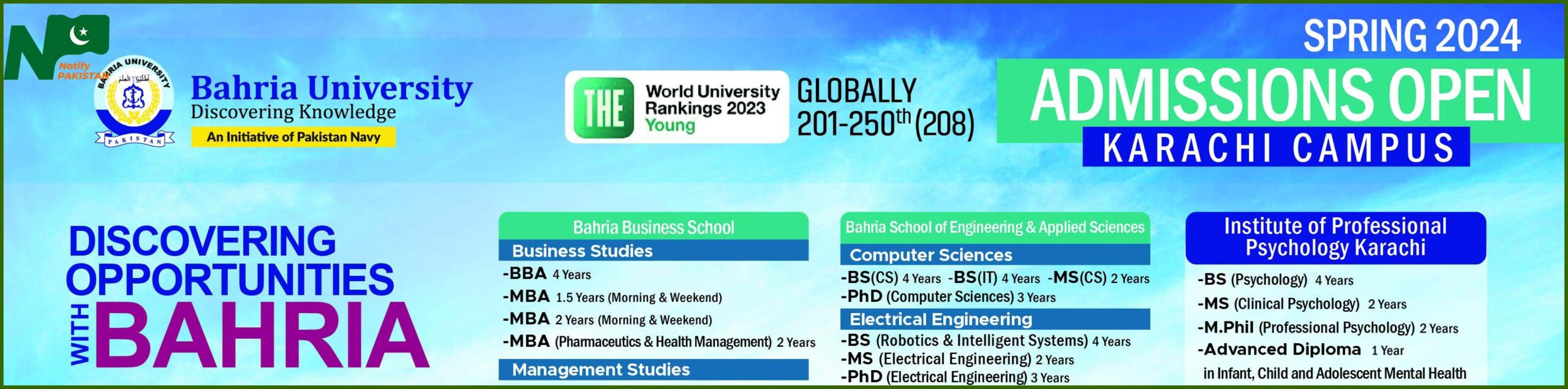 Bahria University Karachi Campus BUK Admission 2024 Online Apply ...