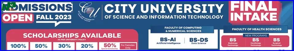 City University Of Science & Information Technology Peshawar CUSIT Admission Fall 2023