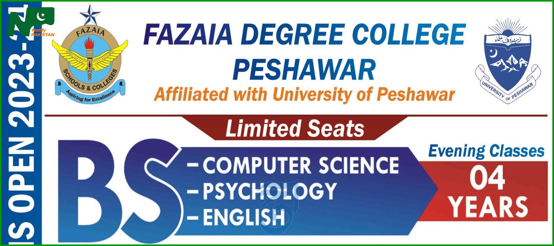 Fazaia Degree College Peshawar FDC Admission 2023-24