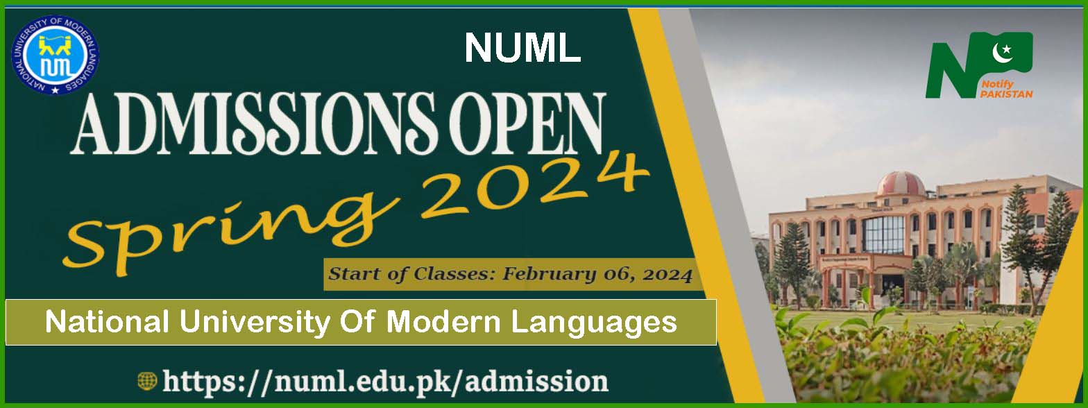 National University Of Modern Languages NUML Admission 2024