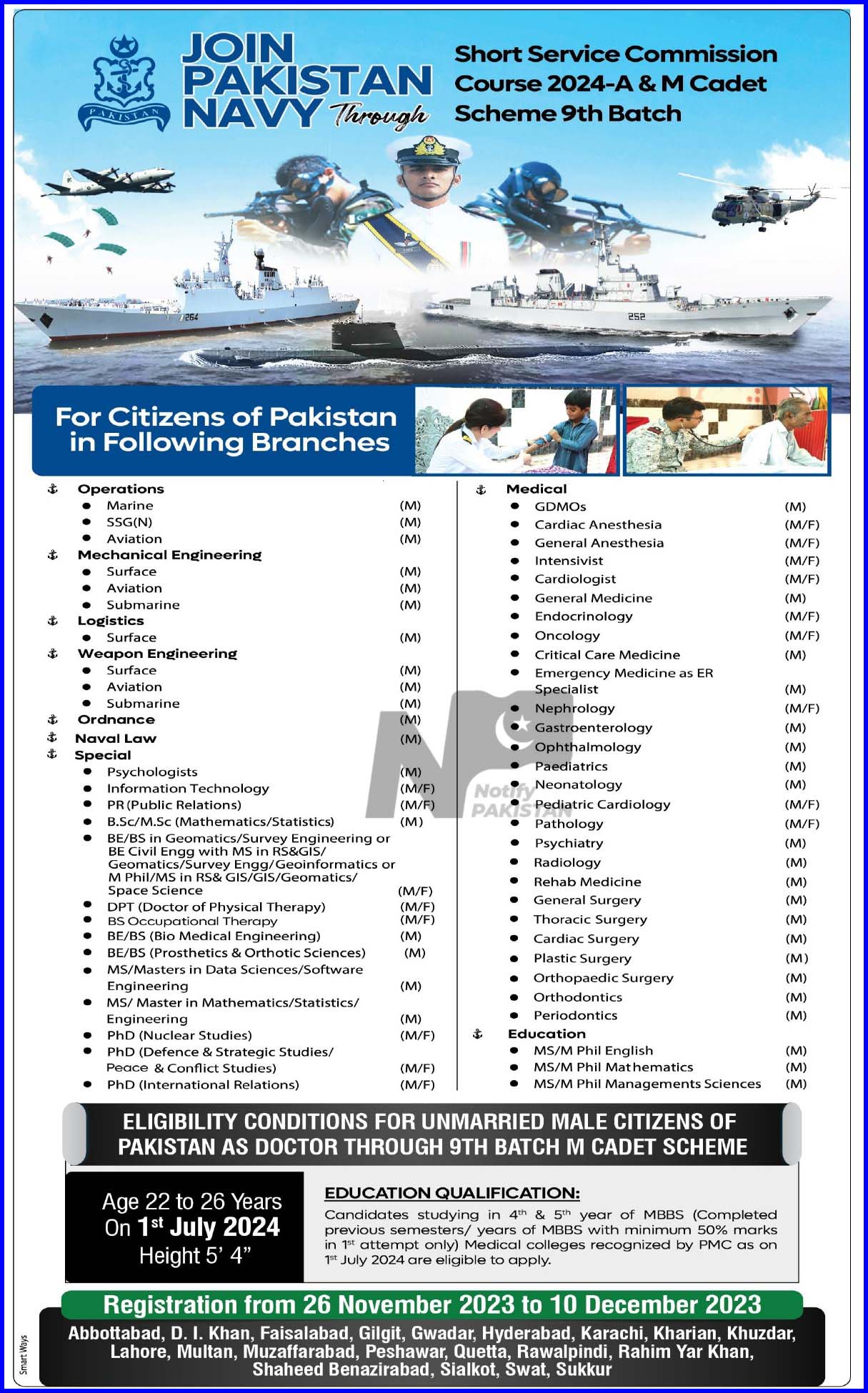 PAK Navy Jobs 2024 Short Service Commission SSC Course 2024 A M Cadet Scheme 9th Batch Advertisement 