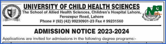 University Of Child Health Sciences Lahore UCHSL Admission 2023-24