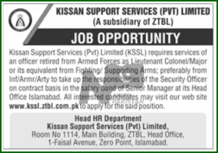 Kissan Support Services Limited (KSSL) Jobs Advertisement