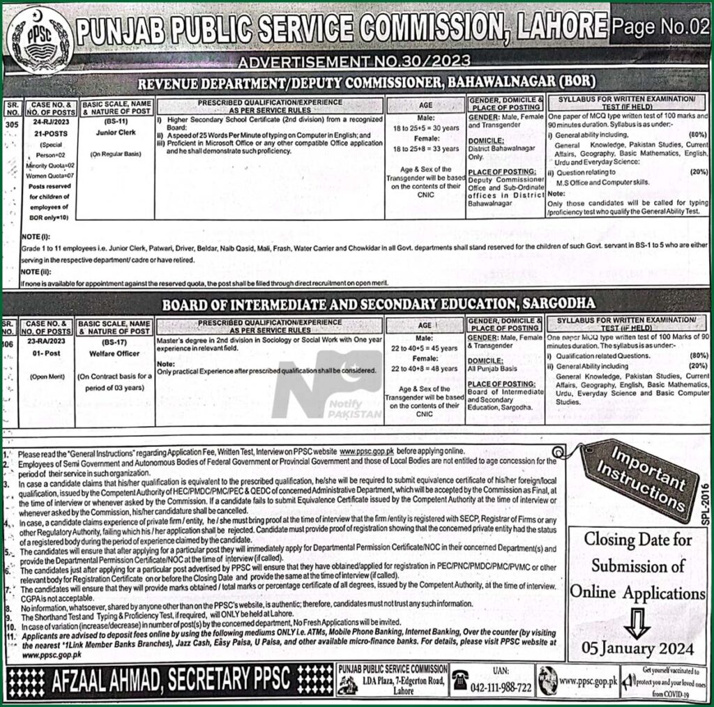 Ppsc Jobs Advertisement No Online Apply At Ppsc Gop Pk Notify Pakistan