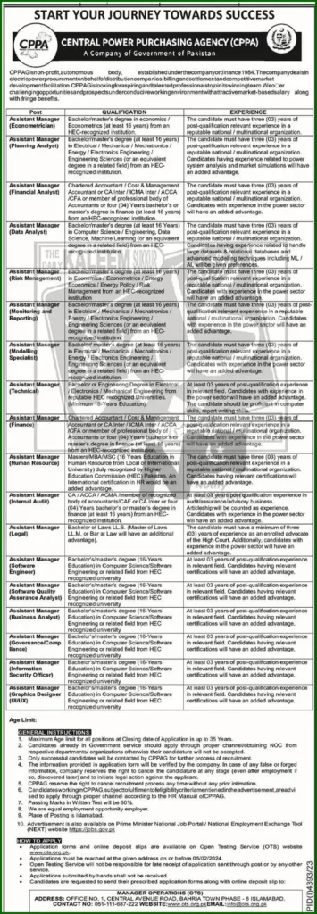 Central Power Purchasing Agency CPPA Jobs 2024 Advertisement