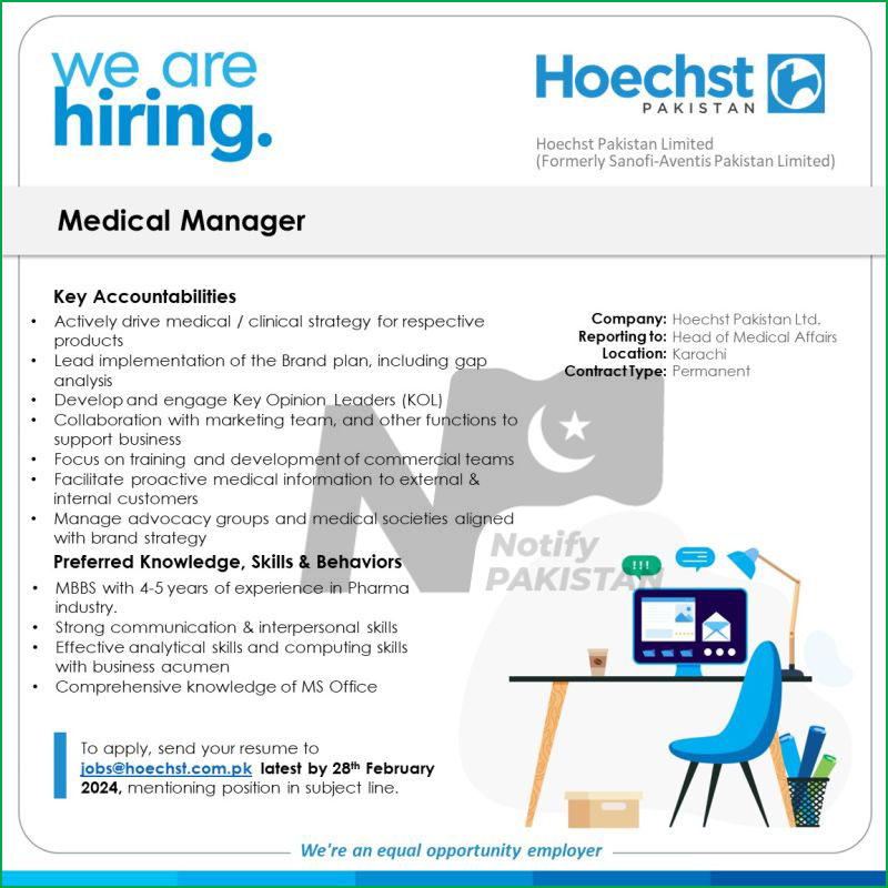 Hoechst Pakistan Limited Jobs 2024 Advertisement