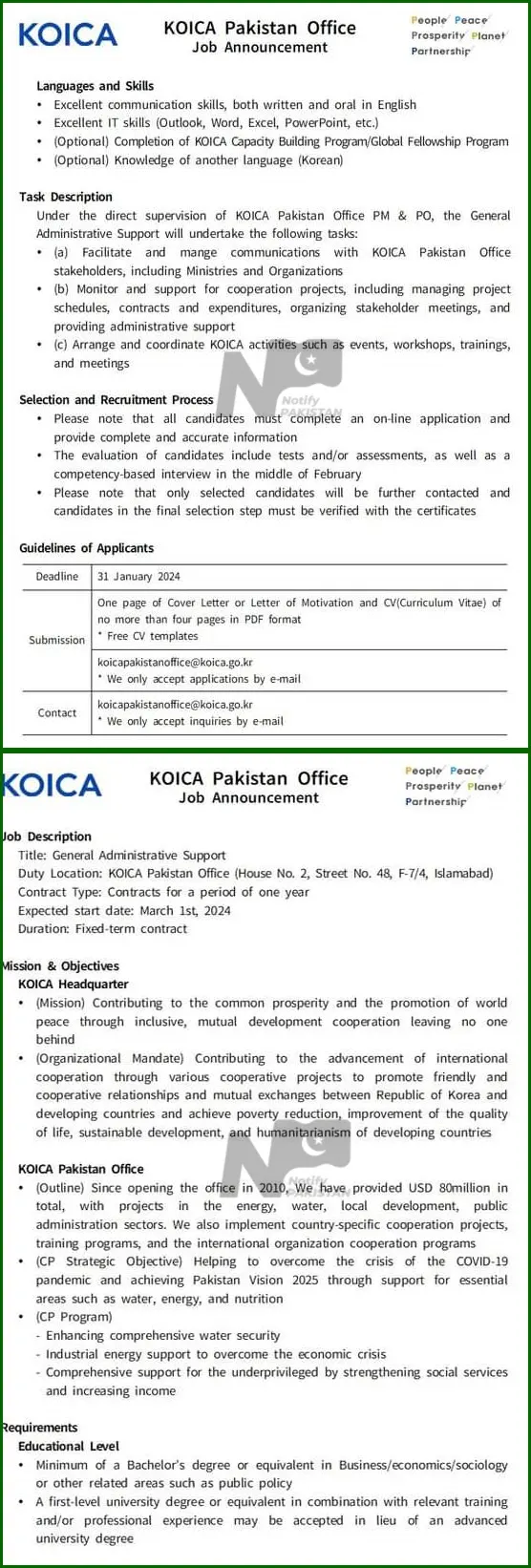 KOICA Pakistan Office Jobs 2024 Advertisement # 1