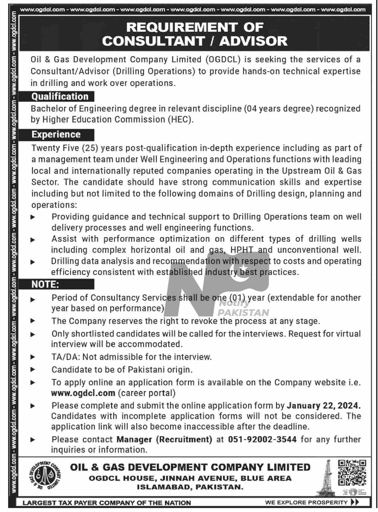 Oil & Gas Development Company Limited OGDCL Jobs 2024 Advertisement