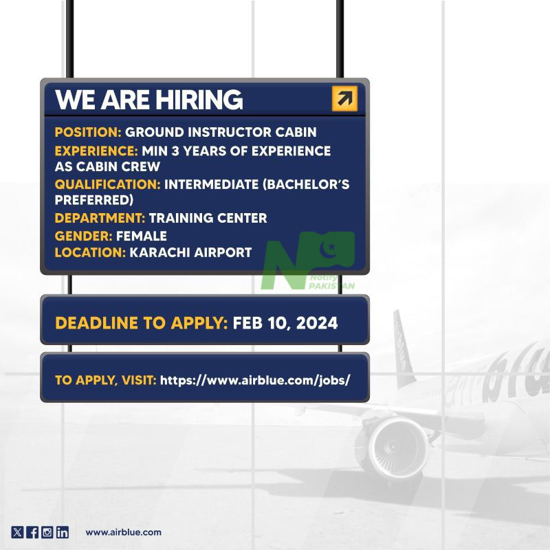 Pakistan Airblue Jobs 2024 Advertisement # 2