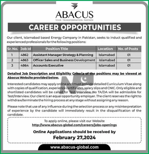 Abacus Global Jobs 2024 Advertisement
