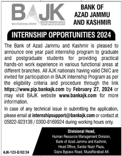 BAJK Internship 2024 Advertisement