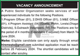 Public Sector Organization Quetta Jobs 2024 Advertisement