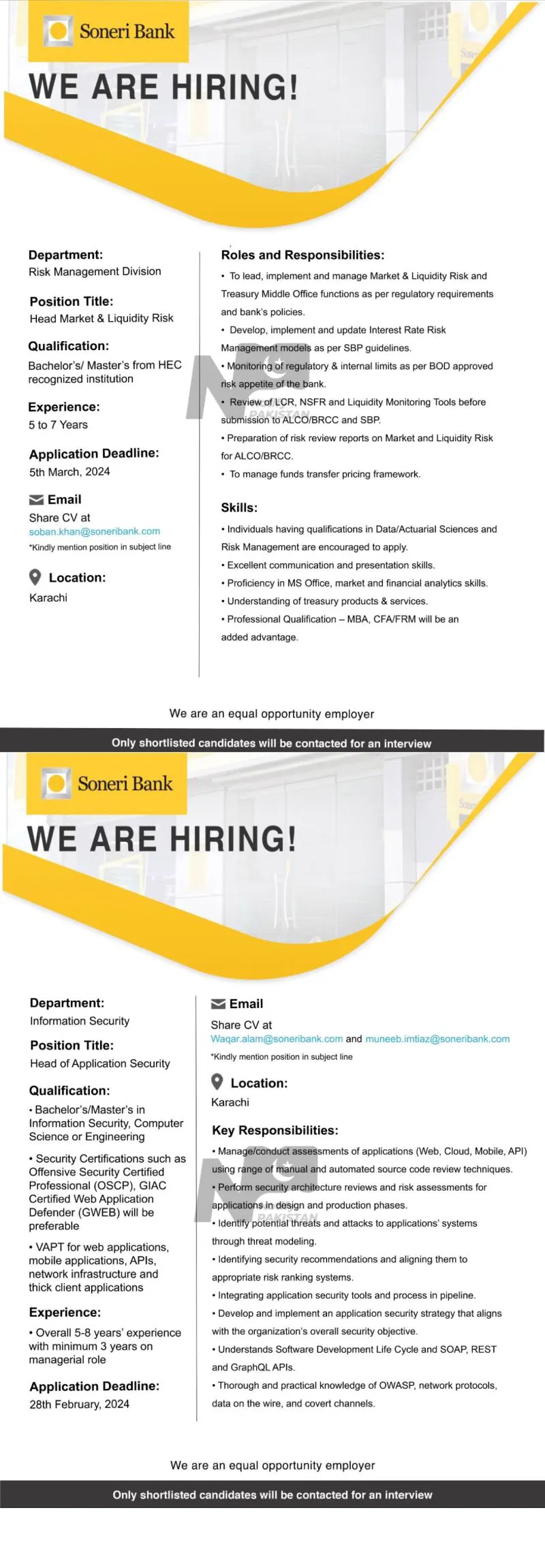 Soneri Bank Careers Advertisement