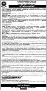 Federal Government Educational Institutions FGEI Jobs 2024 Advertisement