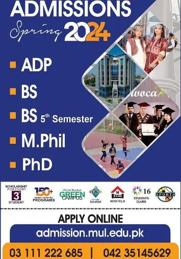 Minhaj University MUL Lahore Admissions 2024 Advertisement