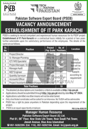 Latest Pakistan Software Export Board PSEB Islamabad Jobs 2024 Advertisement # 2