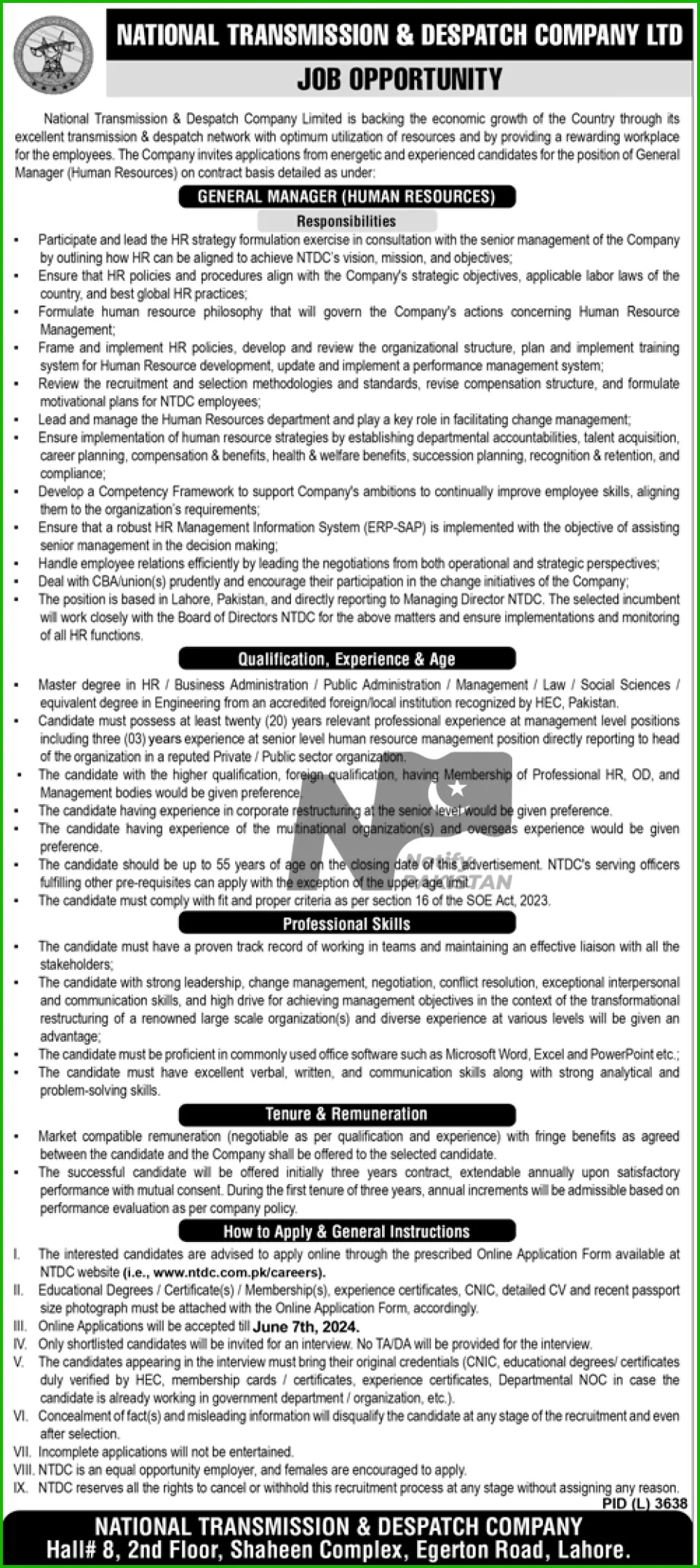 National Transmission and Despatch Company Limited Jobs 2024