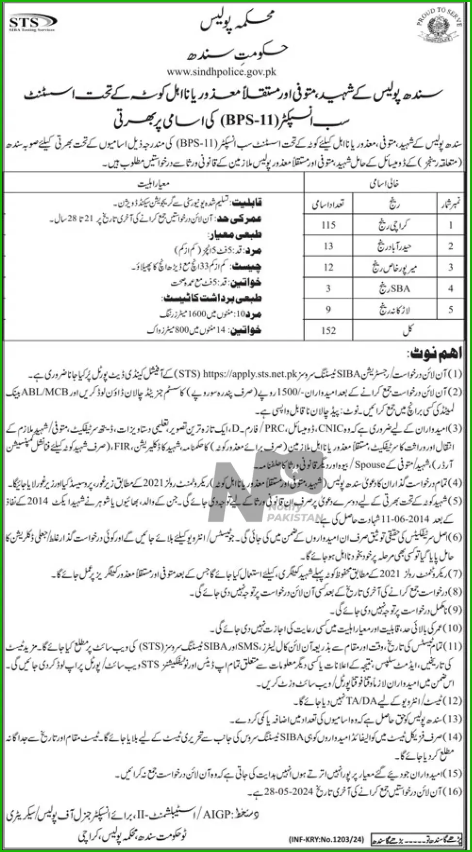 Sindh Police Jobs 2024 Advertisement # 1