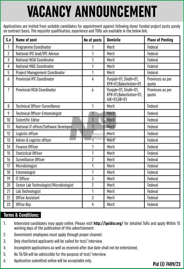 Donor Funded Project Islamabad Jobs 2024 Advertisement