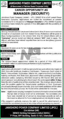 Jamshoro Power Company Limited JPCL Jobs 2024 Advertisement