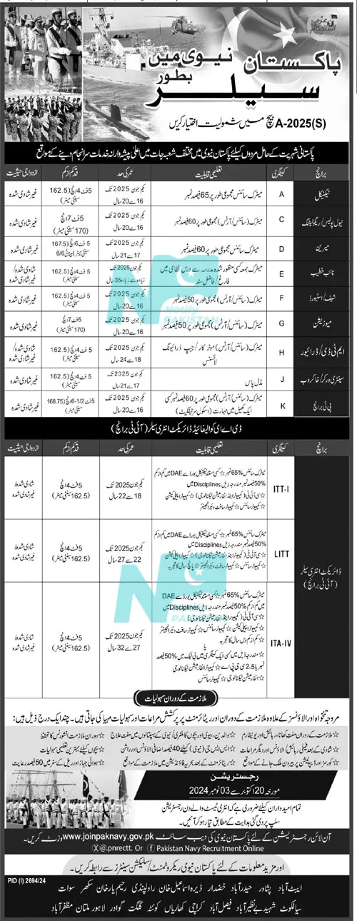 Join Pakistan Navy As Sailor Jobs In Batch 2025 A Advertisement