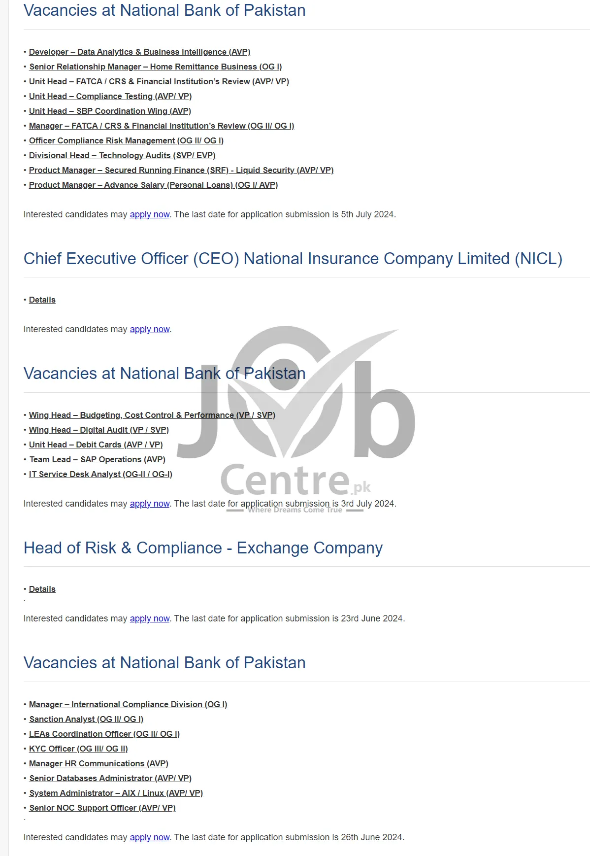 Latest National Bank Of Pakistan Jobs 2024 Advertisement