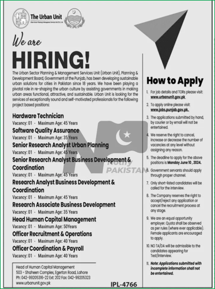 The Urban Unit Lahore Jobs 2024 Advertisement