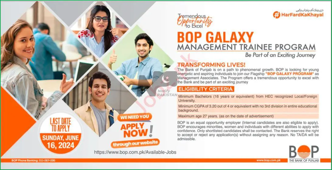 BOP Galaxy Management Trainee Program 2024 Advertisement