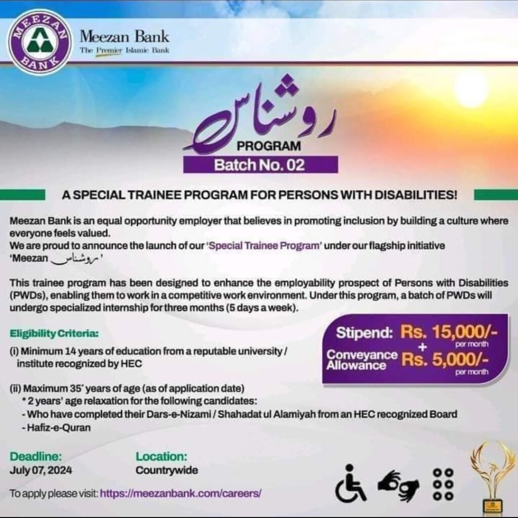 Meezan Bank Roshnaas Trainee Program 2024 Advertisrment