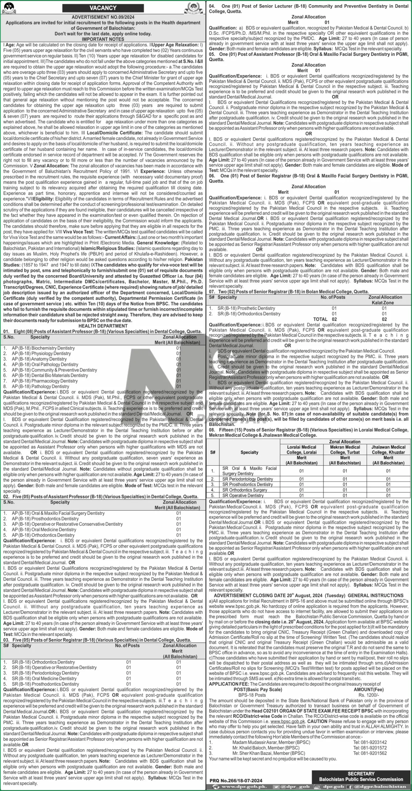 BPSC Advertisement No 09 Jobs 2024