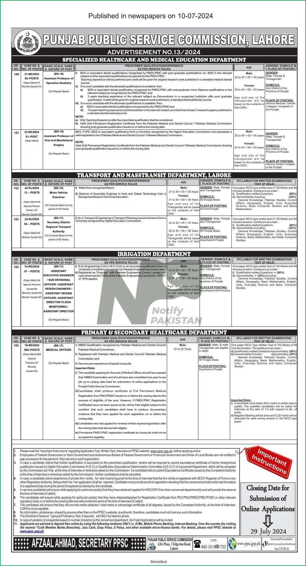 PPSC Advertisement No 13 Jobs 2024