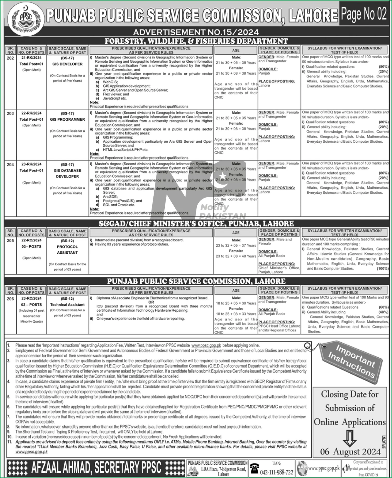 PPSC Advertisement No 15 Jobs 2024 # 1