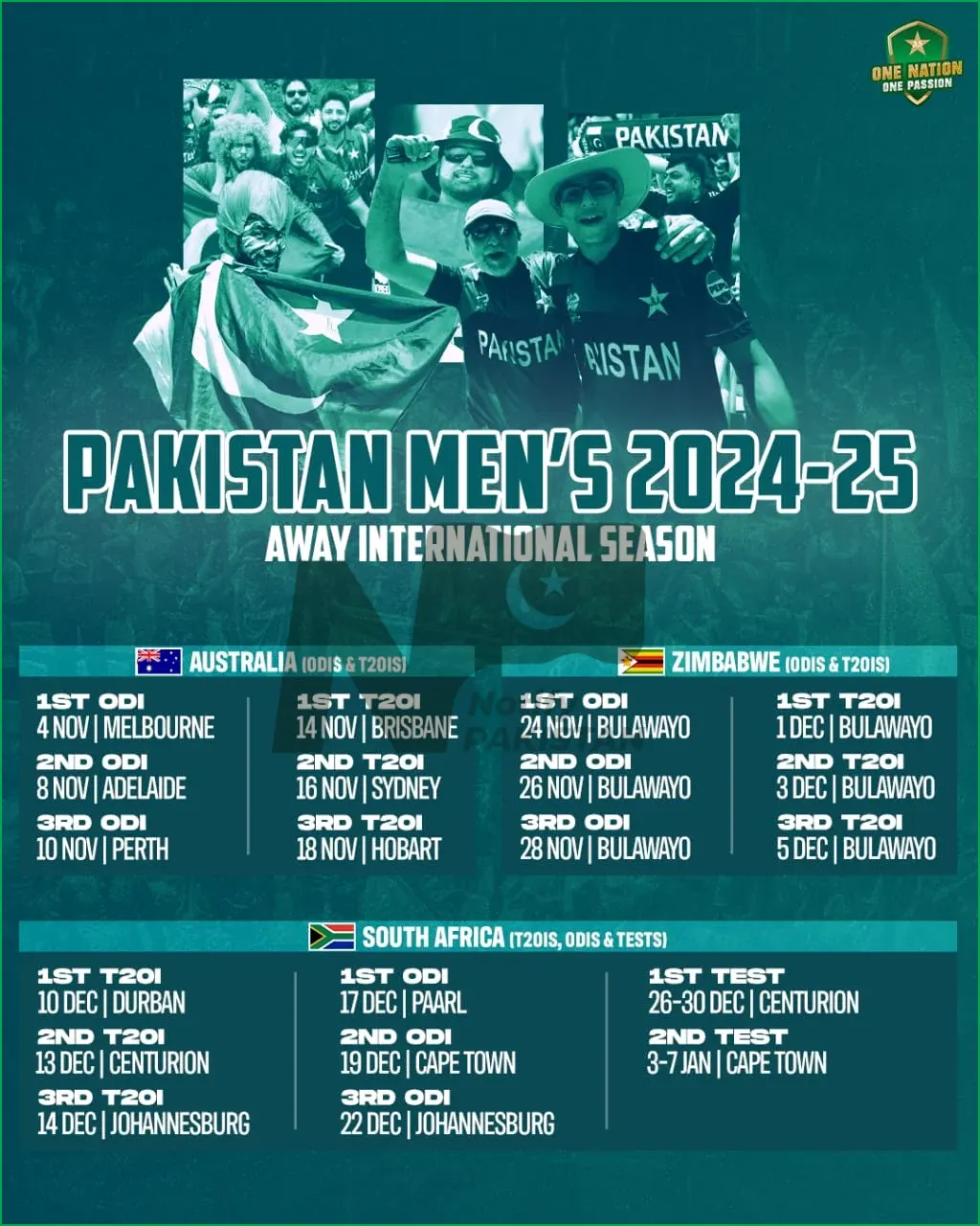 Pakistan's 2024-25 Away International Matches Schedule