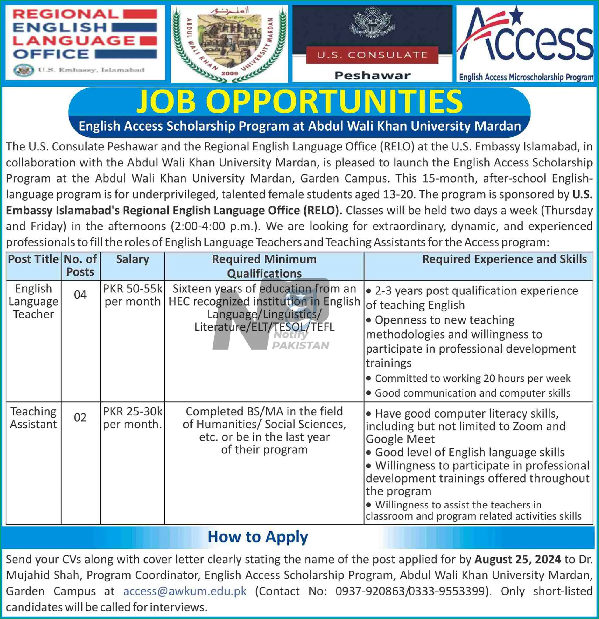 English Access Scholarship Program 2024 Advertisement