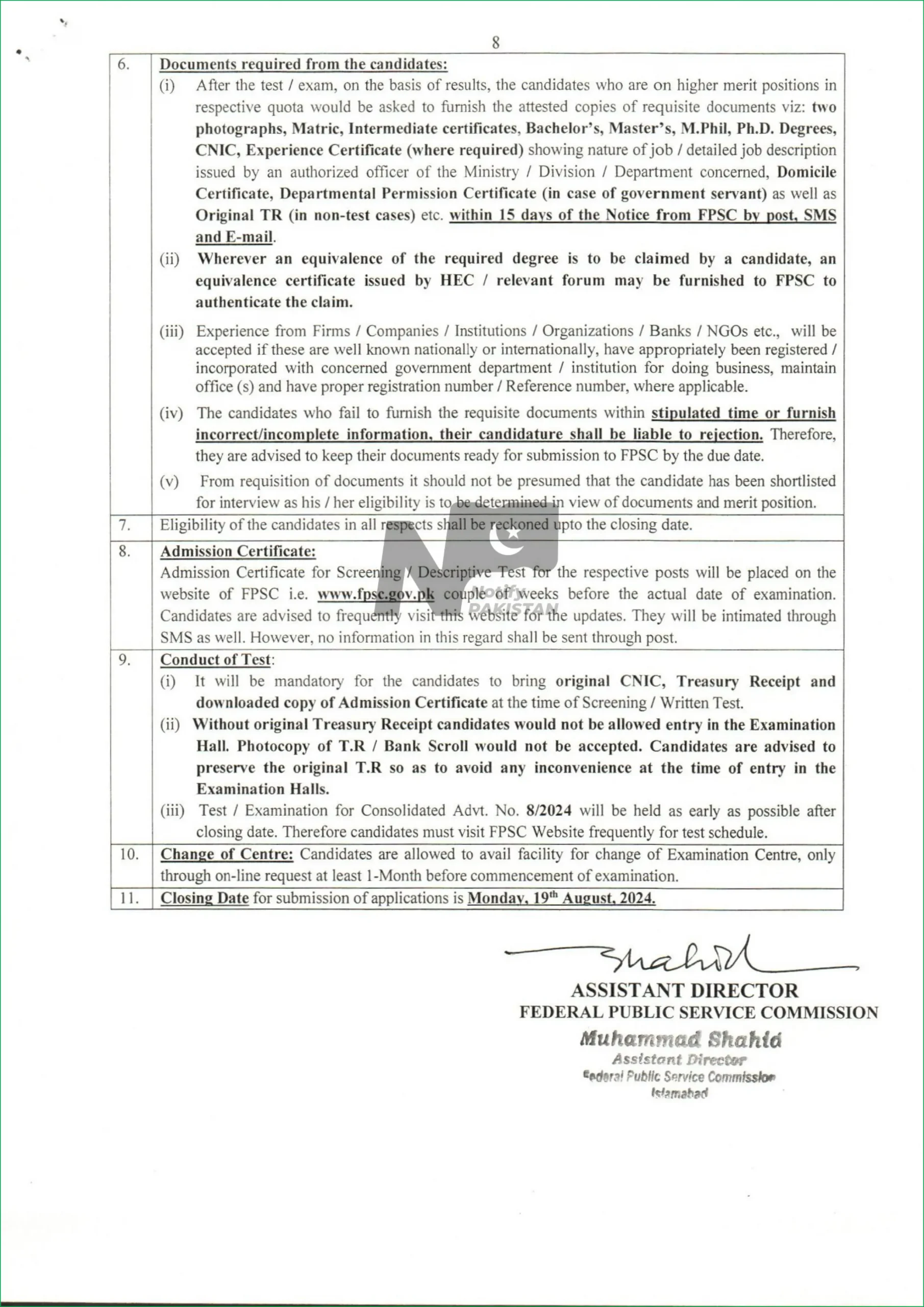 Latest FPSC Advertisement No 08 Jobs 2024 # 9