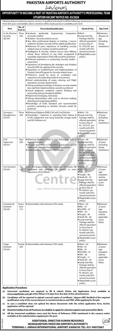 Pakistan Airports Authority Jobs 2024 Advertisement