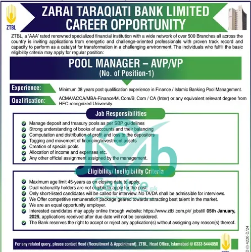 ZTBL Careers 2025 Advertisements