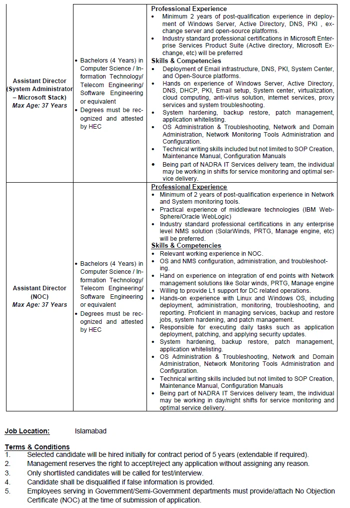 Latest NADRA Vacancies 2024 Today NADRA Jobs 2