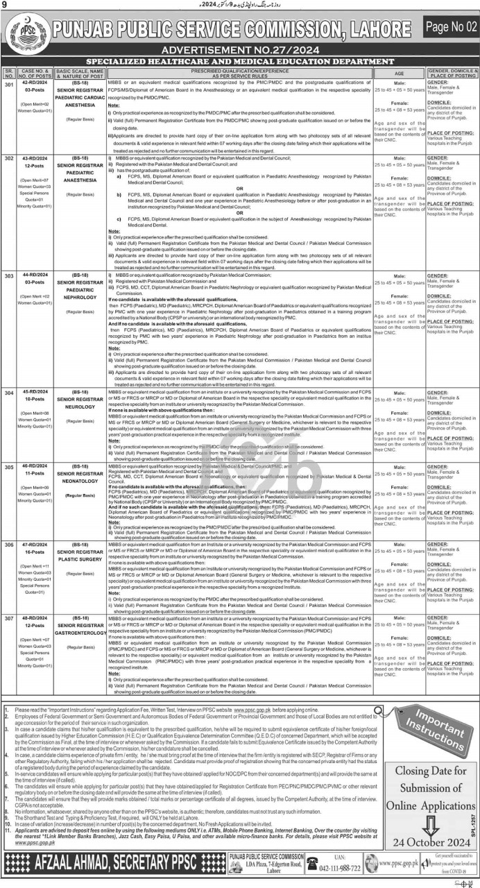 PPSC Jobs Advertisement No 272024 #1