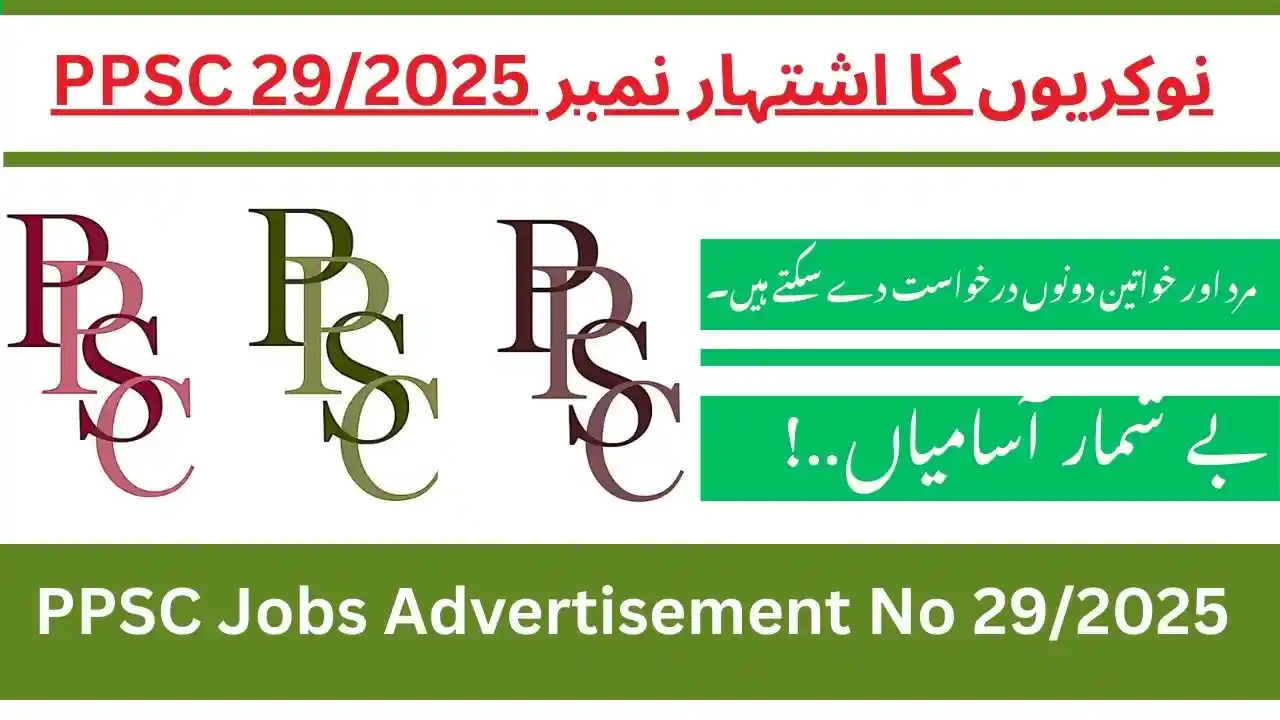 PPSC Jobs Advertisement No 29/2025