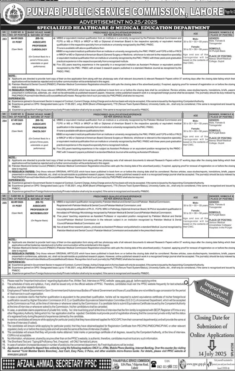 How to Apply for PPSC Latest Jobs Advertisement No 25 2025
