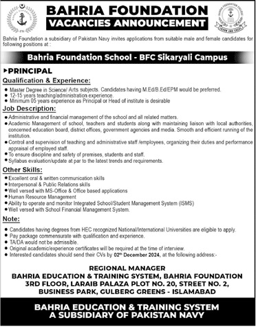 Latest Bahria Foundation Jobs 2024 Advertisement